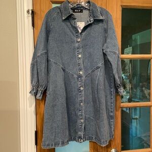 Blue Long Sleeve Denim Dress